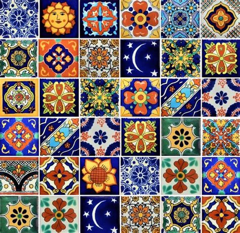 Set Of 100 Mexican Talavera Tiles Handmade Assorted Designs Etsy