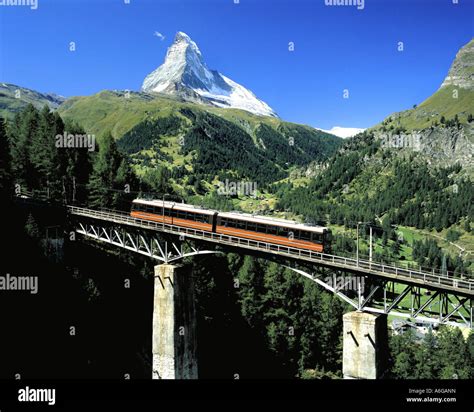 Gornergrat Railway In Summer With The Matterhorn Switzerland Stock
