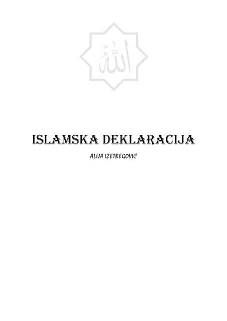 Islamska Deklaracija Alija Izetbegovicpdf Sahwa