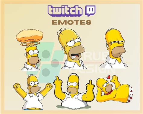 6 Twitch Emotes Homer Simpson Emotes Funny Homer Emote Emote Pack Simpsons For Streamers