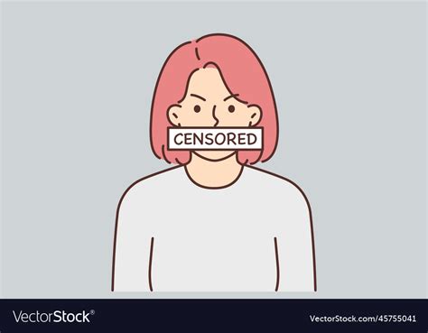 Angry Woman With Censored Sign Covering Mouth Vector Image