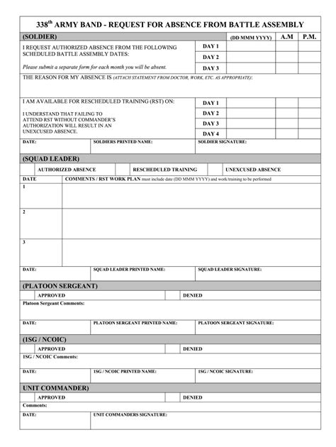 Army Reserves Rst Form Army Military