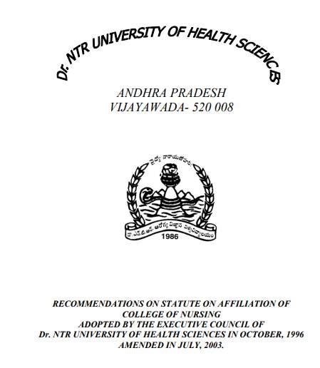 Dr Ntr University Of Health Sciences Bsc Nursing Syllabus 2023 2024