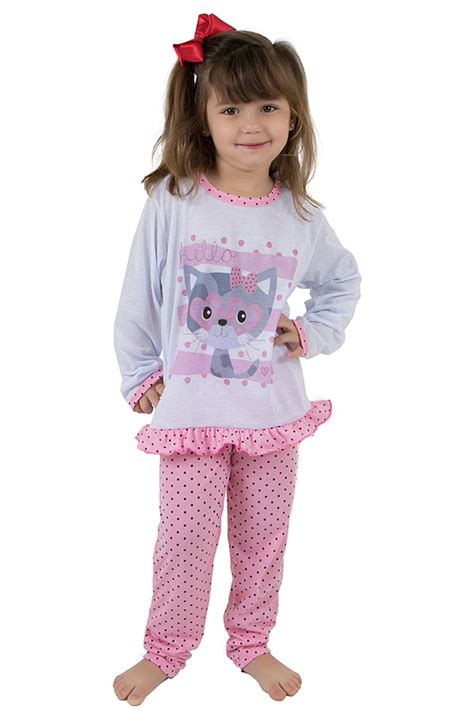 Pijama Linha Noite Longo Com Poá Rosa Em 2021 Pijamas Para Crianças