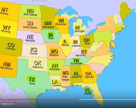 50 States Map With Capitals Abreveations And Names Map