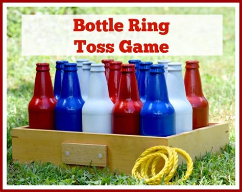 Place wooden cup in the center circle, take rings and go! Easy DIY Bottle Ring Toss Game