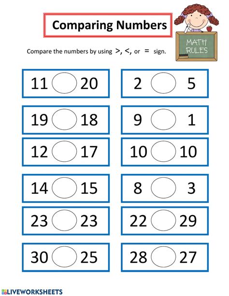 Comparing Numbers Worksheets For Grade 1 1st Grade Comparing Numbers