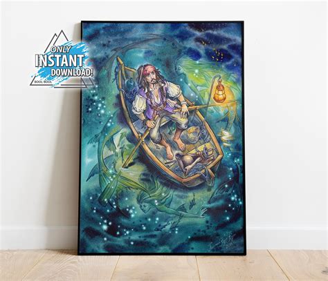 Captain Jack Sparrow And Mermaids Pirates Of The Caribbean Etsy