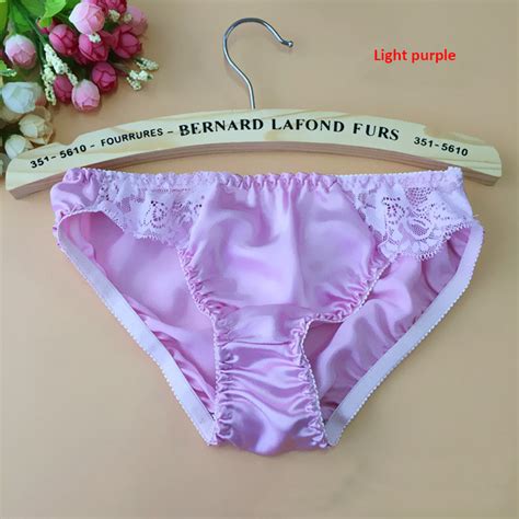 2019 Sexy Lace Satin Panties For Woman Soft Antibacterial Silk