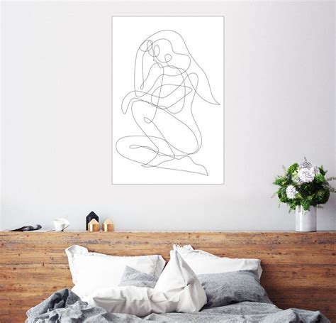 Verschiedene größen für alle bedürfnisse. Posterlounge Wandbild, Nachdenkliche Frau - Lineart online ...
