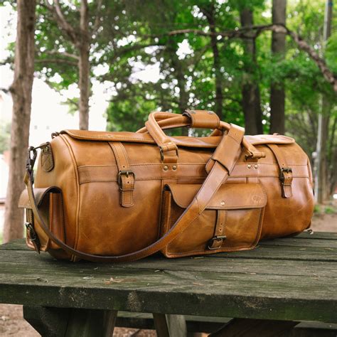 Mens Travel Bag Large Leather Duffle Bag Buffalo Jackson