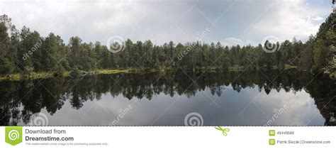 Lake In Forest With Reflection Of Trees And Sky Stock Photo Image Of