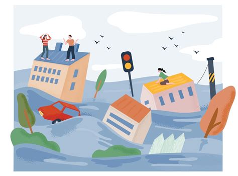Floods Flood The City And Wash Away Houses 3146834 Vector Art At Vecteezy