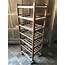 Antique Bakers Rack Early 1900s Wood Cast Iron Casters 