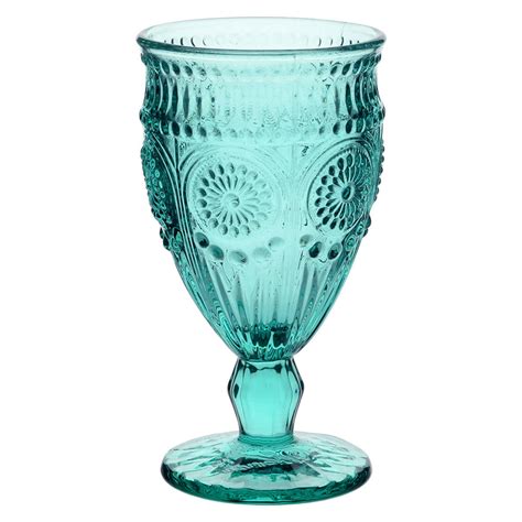 Aqua Colored Vintage Pressed Glass Goblet 12oz Platinum Event Rentals