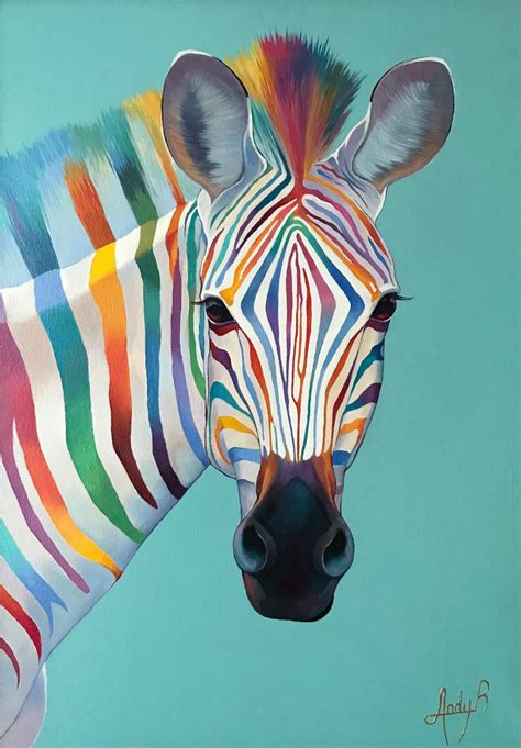 Rainbow Zebra Oil Painting By Andrii Roshkaniuk Artfinder