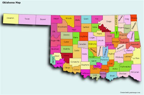 Oklahoma Counties Map With Cities 2023 Calendar Printable
