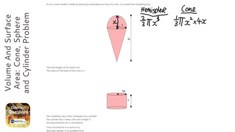 A cone has a radius (r) and a height (h) (see picture below). Volume And Surface Area: Cone, Sphere and Cylinder Problem ...