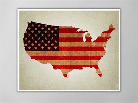 United States Map Art Print America Map Poster Usa Map Etsy