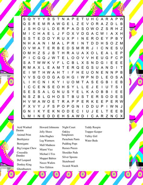 I Love The 80s Word Search Puzzles 5 Each With Solutions Etsy España
