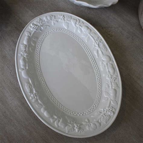 Large White Oval Ceramic Serving Platter Greige Home And Garden