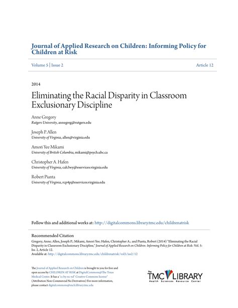 Pdf Eliminating The Racial Disparity In Classroom Exclusionary Discipline