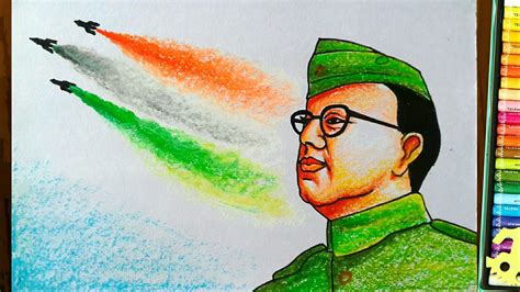 Netaji Drawingfreedom Fighters Painting With Pastel Color Youtube