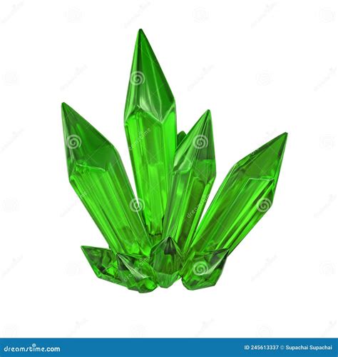 3d Render Emerald Green Crystal Isolated On White Background Gems