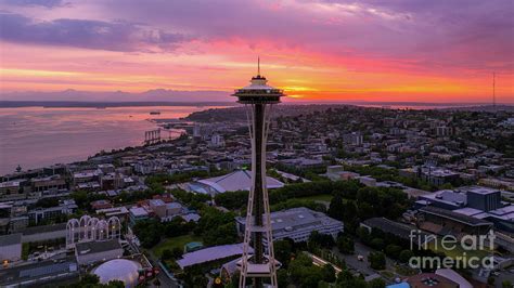 Seattle Space Needle Dramatic Sunset Photograph By Mike Reid Fine Art