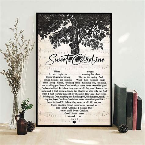 Neil Diamond Sweet Caroline Lyrics Poster Best T Ever Etsy