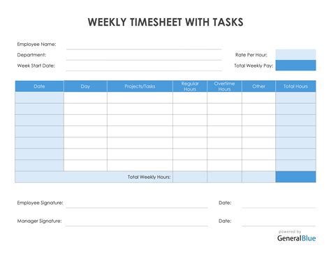 Weekly Timesheet With Tasks In Word Best Free Printable Time Sheets