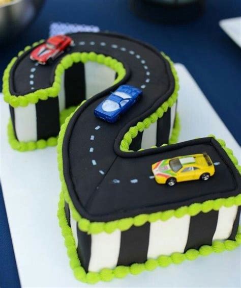 This is a two tiered cars cake i made for a 2 years old's birthday party. Number 2 car cake - 2nd birthday boy | Number birthday ...