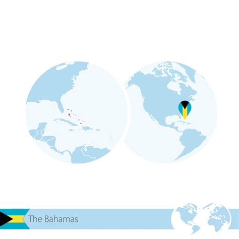 Premium Vector The Bahamas On World Globe With Flag And Regional Map