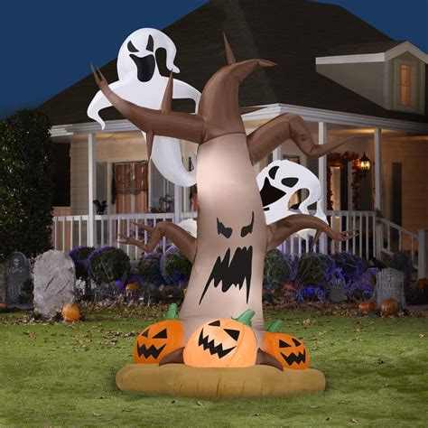 Gemmy Airblown Inflatable Halloween Ghostly Tree Scene 7 Ft Tall Black