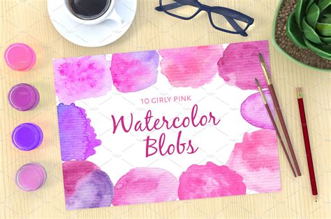 10 Girly Pink Watercolor Blobs ~ Illustrations ~ Creative Market