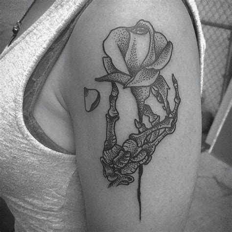 Skeleton Hand Holding A Rose Tattoo First Tattoo Skeleton Hand