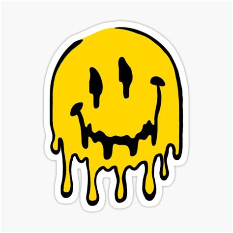 Dripping Smiley Face Sticker By Ten17 Redbubble