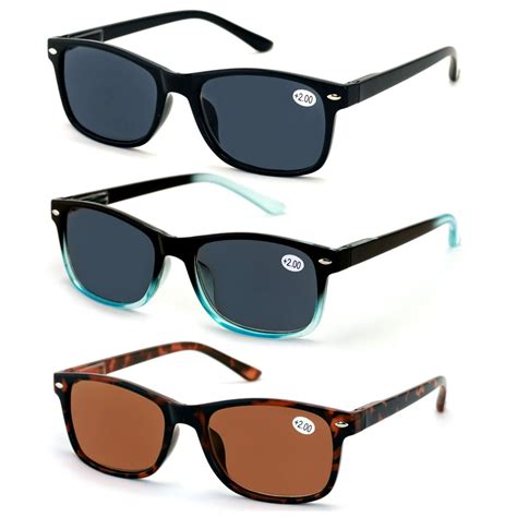 3 Pair Sunglasses Readers For Men Women Outdoor Tinted Reading