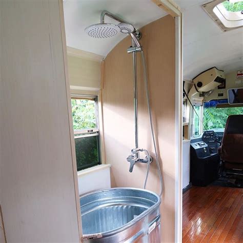 Minimal Tub And Shower In Our Latest School Bus Conversion School Bus