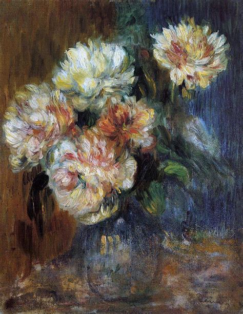 Vase Of Peonies By Pierre Auguste Renoir Canvas Art Print Pinturas