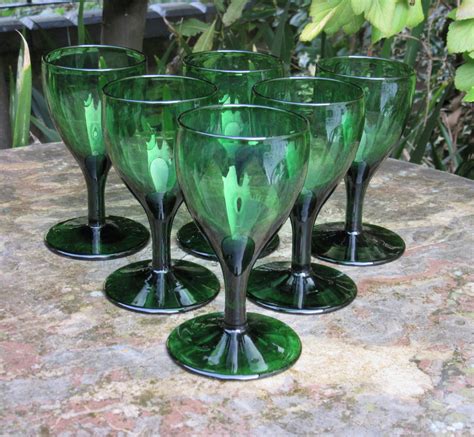 Set Of Six Georgian Green Glass Wine Glasses 574912 Uk