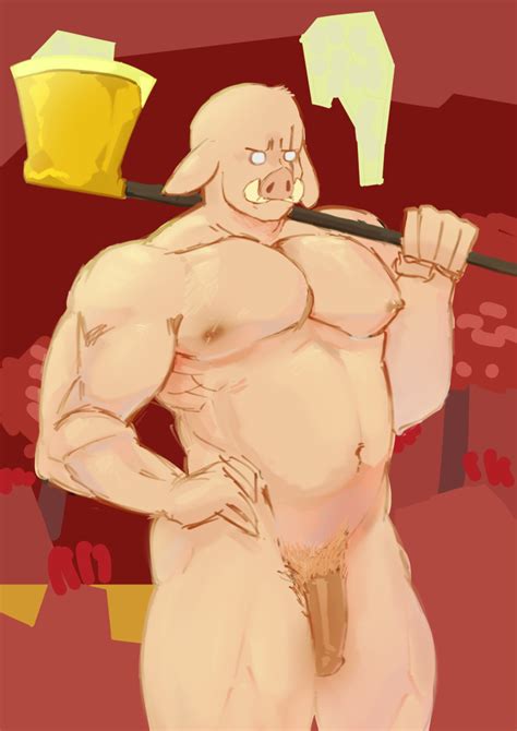 Rule 34 Anthro Axe Balls Bara Barazoku Furry Male Male Only Minecraft Muscles Muscular Nether