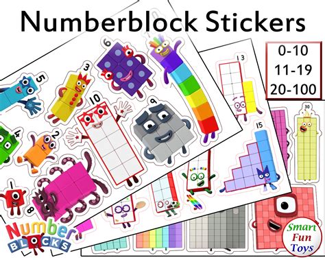 Numberblocks Stickers Half Sheets 0 10 11 19 20 100 Etsy