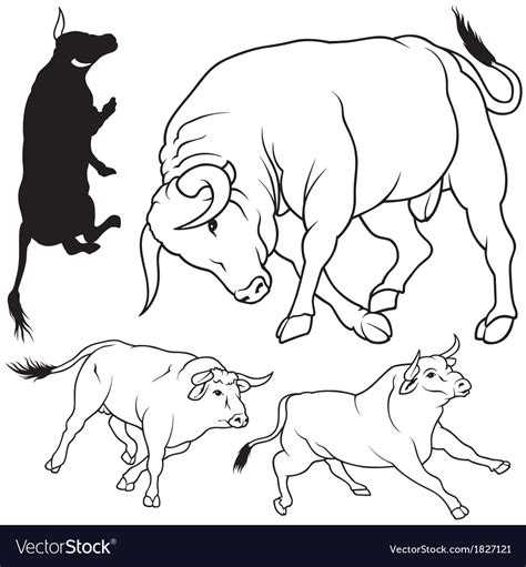 Bull Collection Royalty Free Vector Image Vectorstock