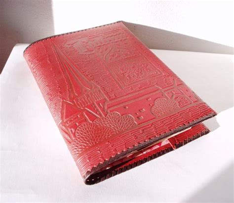 Leather Book Cover Brown Notebook Cover Embossed Stylish Hand Etsy