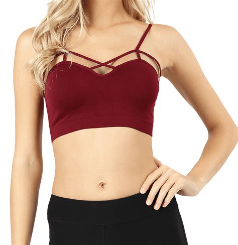 Women Seamless Criss Cross Front Sports Bra Bralette With Removable