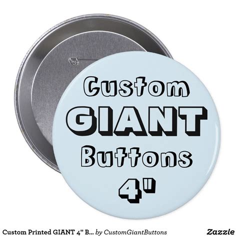 Custom Printed Giant 4 Button Pin Gray Custom Personalized Ts