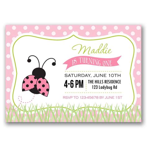 Pink Ladybug Invitation