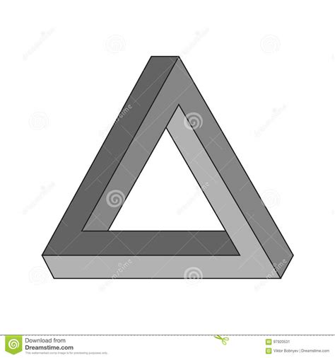 Penrose Triangle Geometric Optical Illusion Cartoon Vector