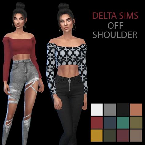 Leo 4 Sims Delta Sims Off Shoulder Top Recolor • Sims 4 Downloads